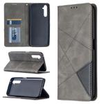 For OPPO Realme 6 Pro Rhombus Texture Horizontal Flip Magnetic Leather Case with Holder & Card Slots(Grey)
