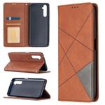 For OPPO Realme 6 Pro Rhombus Texture Horizontal Flip Magnetic Leather Case with Holder & Card Slots(Brown)