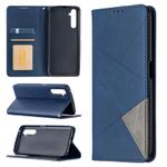 For OPPO Realme 6 Pro Rhombus Texture Horizontal Flip Magnetic Leather Case with Holder & Card Slots(Blue)