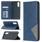 For OPPO Reno3 Pro Rhombus Texture Horizontal Flip Magnetic Leather Case with Holder & Card Slots(Blue)