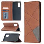 For OPPO Reno4 Pro 5G Rhombus Texture Horizontal Flip Magnetic Leather Case with Holder & Card Slots(Brown)