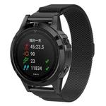 For Garmin Fenix 8/7/6/5 22mm xDfind Milanese Quick Release Metal Watch Band(Black)
