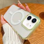 For iPhone 11 Contrast Color Gradient Transparent MagSafe Phone Case(Fluorescent Green + Light Pink)