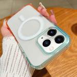For iPhone 11 Pro Max Contrast Color Gradient Transparent MagSafe Phone Case(Blue Green + Pink)