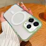 For iPhone 11 Pro Max Contrast Color Gradient Transparent MagSafe Phone Case(Green + Blue)