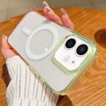 For iPhone 12 / 12 Pro Contrast Color Gradient Transparent MagSafe Phone Case(Fluorescent Green + Light Pink)