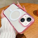 For iPhone 13 Contrast Color Gradient Transparent MagSafe Phone Case(Purple Pink + Light Purple)