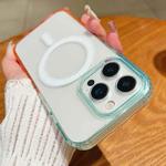 For iPhone 14 Pro Max Contrast Color Gradient Transparent MagSafe Phone Case(Blue Green + Pink)