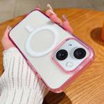 For iPhone 15 Plus Contrast Color Gradient Transparent MagSafe Phone Case(Purple Pink + Light Purple)