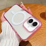 For iPhone 16 Contrast Color Gradient Transparent MagSafe Phone Case(Purple Pink + Light Purple)