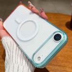 For iPhone 17 Air Contrast Color Gradient Transparent MagSafe Phone Case(Blue Green + Pink)