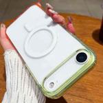 For iPhone 17 Air Contrast Color Gradient Transparent MagSafe Phone Case(Fluorescent Green + Light Pink)