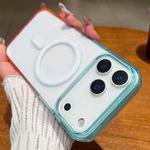 For iPhone 17 Pro Max Contrast Color Gradient Transparent MagSafe Phone Case(Blue Green + Pink)