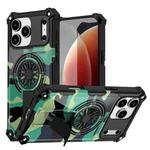 For iPhone 17 Pro Max Camouflage Kickstand Rotating Shaft MagSafe Phone Case(Green Camouflage)