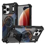 For iPhone 17 Pro Camouflage Kickstand Rotating Shaft MagSafe Phone Case(Carbon Fiber Rainbow)