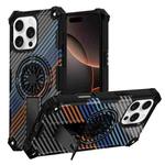 For iPhone 16 Pro Max Camouflage Kickstand Rotating Shaft MagSafe Phone Case(Carbon Fiber Rainbow)