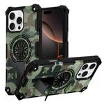 For iPhone 16 Pro Camouflage Kickstand Rotating Shaft MagSafe Phone Case(Army Green Camouflage)