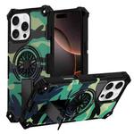 For iPhone 16 Pro Camouflage Kickstand Rotating Shaft MagSafe Phone Case(Green Camouflage)
