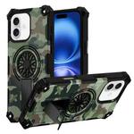 For iPhone 16 Plus Camouflage Kickstand Rotating Shaft MagSafe Phone Case(Army Green Camouflage)