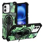 For iPhone 16 Camouflage Kickstand Rotating Shaft MagSafe Phone Case(Bright Green Branches)