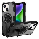 For iPhone 14 Plus Camouflage Kickstand Rotating Shaft MagSafe Phone Case(Carbon Fiber Grey)
