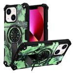 For iPhone 14 / 13 Camouflage Kickstand Rotating Shaft MagSafe Phone Case(Bright Green Branches)