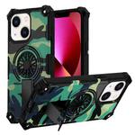 For iPhone 14 / 13 Camouflage Kickstand Rotating Shaft MagSafe Phone Case(Green Camouflage)