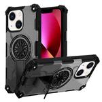 For iPhone 14 / 13 Camouflage Kickstand Rotating Shaft MagSafe Phone Case(Carbon Fiber Grey)
