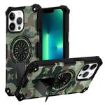 For iPhone 13 Pro Max Camouflage Kickstand Rotating Shaft MagSafe Phone Case(Army Green Camouflage)