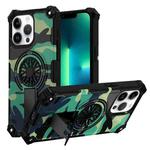 For iPhone 13 Pro Max Camouflage Kickstand Rotating Shaft MagSafe Phone Case(Green Camouflage)