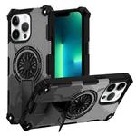 For iPhone 13 Pro Max Camouflage Kickstand Rotating Shaft MagSafe Phone Case(Carbon Fiber Grey)