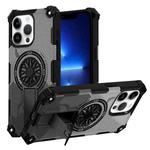 For iPhone 13 Pro Camouflage Kickstand Rotating Shaft MagSafe Phone Case(Carbon Fiber Grey)