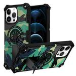 For iPhone 12 Pro Max Camouflage Kickstand Rotating Shaft MagSafe Phone Case(Green Camouflage)
