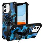 For iPhone 11 Camouflage Kickstand Rotating Shaft MagSafe Phone Case(Blue Camouflage)