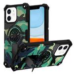 For iPhone 11 Camouflage Kickstand Rotating Shaft MagSafe Phone Case(Green Camouflage)