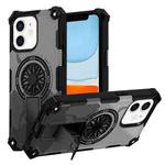 For iPhone 11 Camouflage Kickstand Rotating Shaft MagSafe Phone Case(Carbon Fiber Grey)