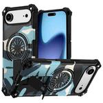 For iPhone 17 Air Camouflage Kickstand Rotating Shaft MagSafe Phone Case(Green Camouflage)