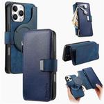 For iPhone 16 Pro Max CaseNeo MagSafe RFID Anti-theft Zipper Wallet Retro Leather Phone Case(Blue)