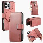For iPhone 16 Pro Max CaseNeo MagSafe RFID Anti-theft Zipper Wallet Retro Leather Phone Case(Pink)