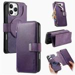 For iPhone 16 Pro Max CaseNeo MagSafe RFID Anti-theft Zipper Wallet Retro Leather Phone Case(Purple)