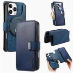 For iPhone 16 Pro CaseNeo MagSafe RFID Anti-theft Zipper Wallet Retro Leather Phone Case(Blue)