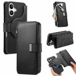 For iPhone 16 CaseNeo MagSafe RFID Anti-theft Zipper Wallet Retro Leather Phone Case(Black)