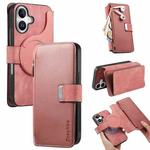 For iPhone 16 CaseNeo MagSafe RFID Anti-theft Zipper Wallet Retro Leather Phone Case(Pink)