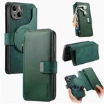 For iPhone 14 CaseNeo MagSafe RFID Anti-theft Zipper Wallet Retro Leather Phone Case(Green)