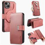 For iPhone 14 CaseNeo MagSafe RFID Anti-theft Zipper Wallet Retro Leather Phone Case(Pink)