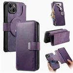 For iPhone 14 CaseNeo MagSafe RFID Anti-theft Zipper Wallet Retro Leather Phone Case(Purple)