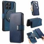 For Honor X6a CaseNeo MagSafe RFID Anti-theft Zipper Wallet Retro Leather Phone Case(Blue)