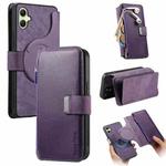 For Samsung Galaxy A06 CaseNeo MagSafe RFID Anti-theft Zipper Wallet Retro Leather Phone Case(Purple)