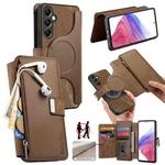 For Samsung Galaxy A14 5G CaseNeo MagSafe RFID Anti-theft Zipper Wallet Retro Leather Phone Case(Brown)