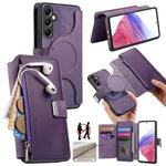 For Samsung Galaxy A14 5G CaseNeo MagSafe RFID Anti-theft Zipper Wallet Retro Leather Phone Case(Purple)